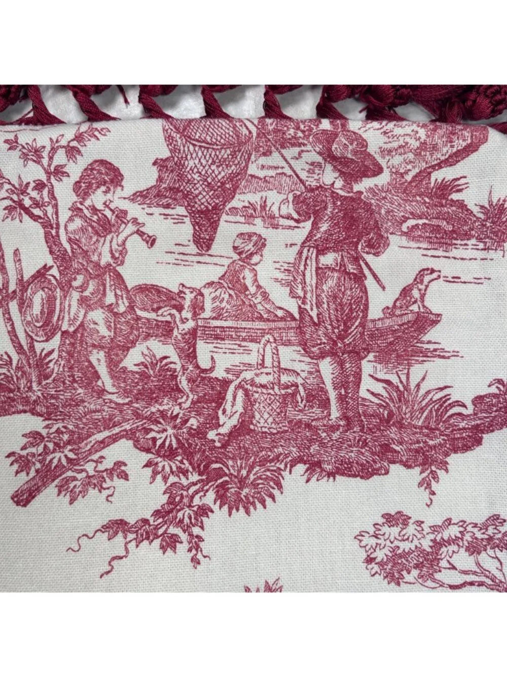 Waverly Country Life Toile Pillow Sham Red Decorative Tassel Red